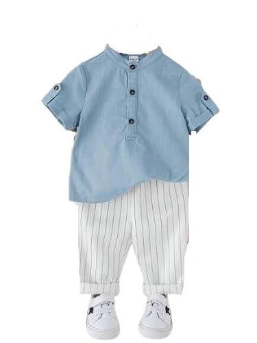 PEELOO stylish Boys Kids Soft Cotton Top Bottom Set Comfortable Casual Outfit For Schoo…