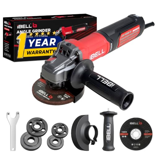 IBELL IBL AGB150 AC Brushless Angle Grinder, 1500W Heavy-Duty Motor, 4500–10500 RPM, Co…