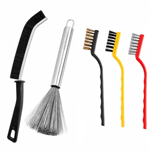 Solitude Set of 5 Cleaning Brushes for Gas Stove, Chimney & Bathroom Gaps, Stainless St…