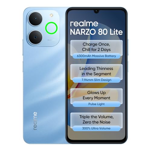 realme narzo 80 Lite 4G (See Blue,4GB+64GB) 2026 | 6300mAh Segment's Biggest Battery |…