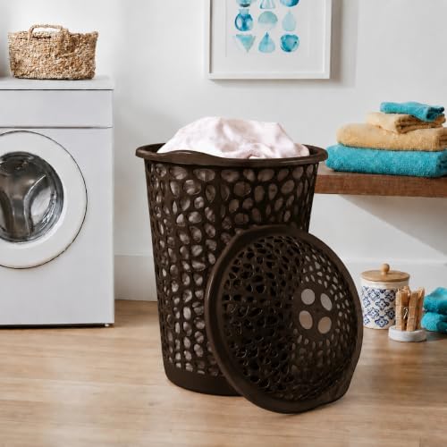 KITCHIVO™ Plastic Large 55 Ltr Laundry Basket with Lid & Handle | Multipurpose Hamper B…