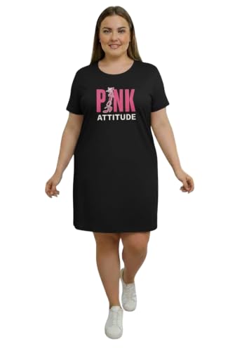 GROWTHGIFT Women Plus Size Cotton T Shirt Dress, Black, 5XL