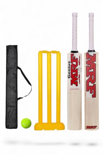 Cricket Kit with Popular Willow Bat, Plastic Stumps Free Tennis Ball and Free Cover for…