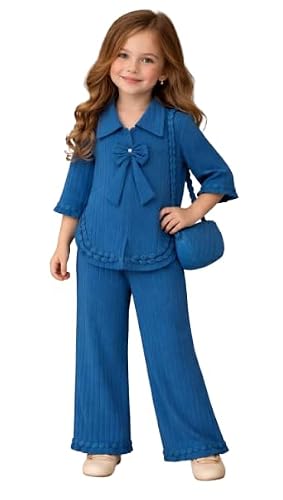 R.R.J. FASHION Girls' Clothing Set | Cute Bow Detail Top with Matching Pants & Layer |…