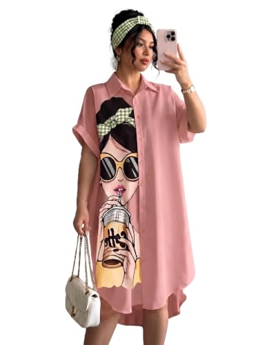 Zurity Women's Graphic Print T-Shirt Dress | Stylish Oversized Longline T-Shirt for Wom…
