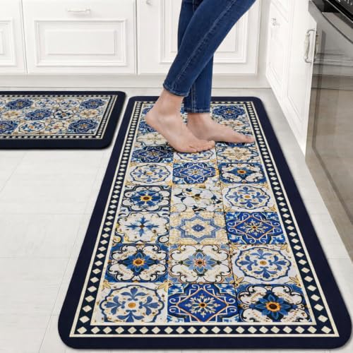 Amazon Brand – Solimo Silicone Kitchen & Bath Mat (Pack of 2) | Multi color with black…