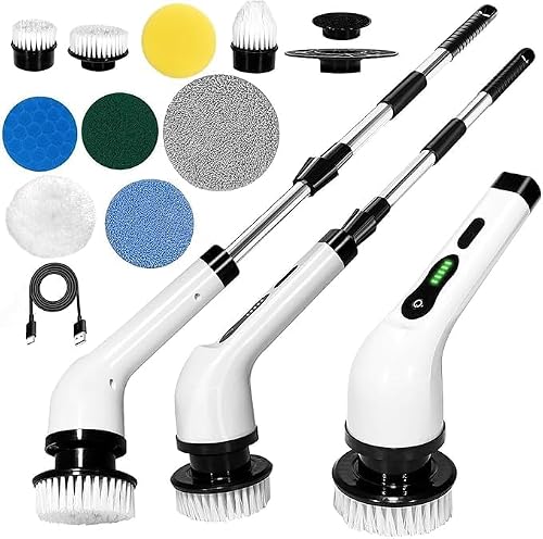 Quality enterprise 9 in 1 Electric Spin Scrubber,Cleaning Brush for Home, 300Rpm/Mins 8…