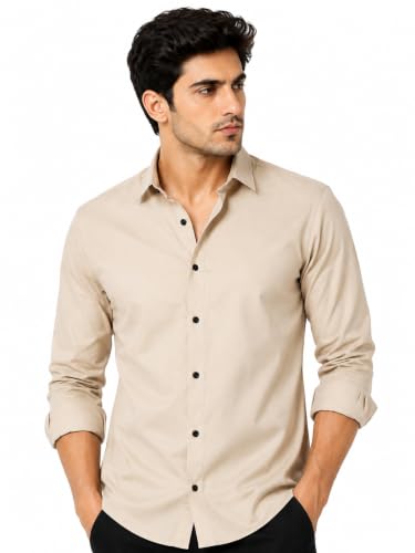 Youth First Men's Cotton Blend Casual Shirt for Men | Regular Fit Solid Full Sleeve | S…