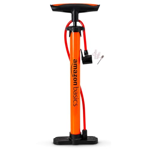 Amazon Basics Portable High-Pressure Bicycle Air Pump | Includes Ball Needle & Air Nozz…