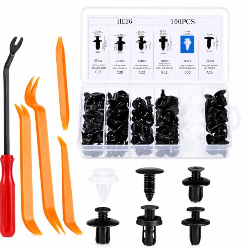 CURVE CREATION 100 Pcs Car Bumper Repair Kit, Universal Car Bumper Clips Plastic Push R…