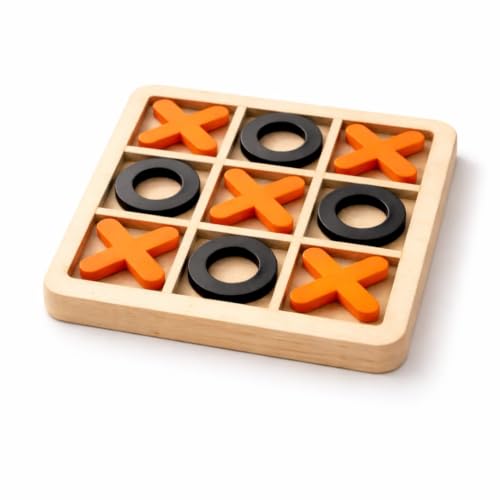 Wooden Tic Tac Toe Game for Kids & Adults | Classic Board Game | Zero & Cross Brain Puz…
