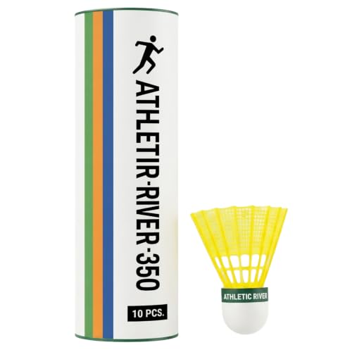 Athletic River Plastic Shuttlecock 10 Pieces | Yellow Badminton Shuttlecock for Practic…