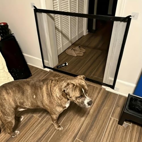 Mesh Safety Barrier Gate for Baby & Pets | Retractable Foldable Door Guard with 6 Adhes…