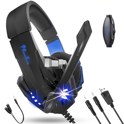 PunnkFunnk K20 Gaming Headset with Noise Isolating Microphone, Stereo Sound, LED Lights…