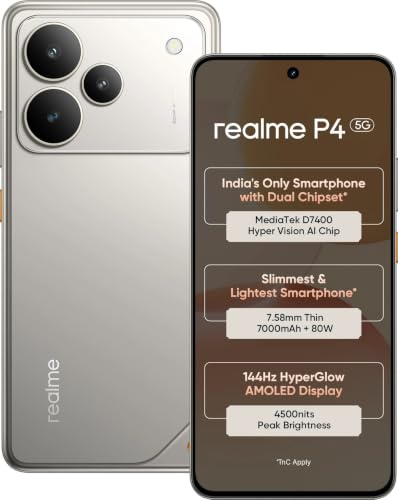 realme P4 5G (Steel Grey, 8GB RAM, 256GB Storage) | 6.77 Inch Full HD+ AMOLED Display |…