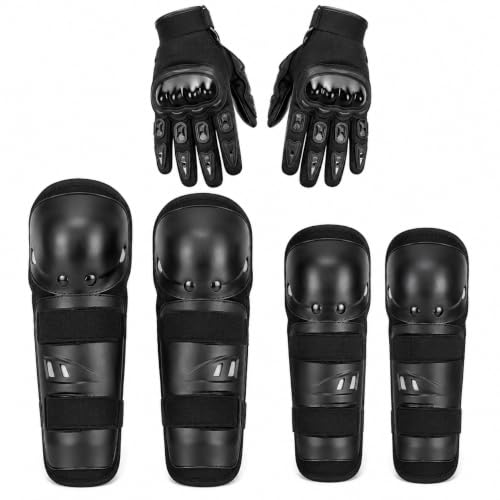 Qumilo Motorcycle Riding Knee & Elbow Guard Set with Protective Gloves | 6-Piece Safety…