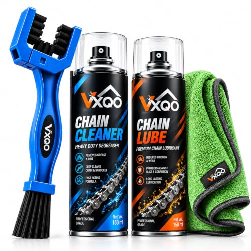 Bike Chain Cleaning Brush with Chain Cleaner 150ml, Chain Lube 150ml & Premium Microfib…
