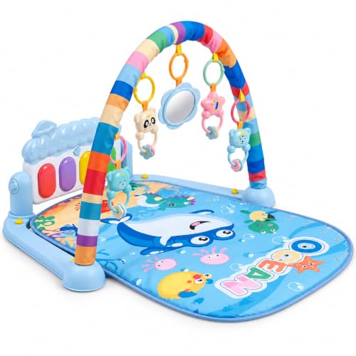 BHVMEY Baby Activity Play Gym & Play Mat with Hanging Toys Musical Piano Keyboard Tummy…