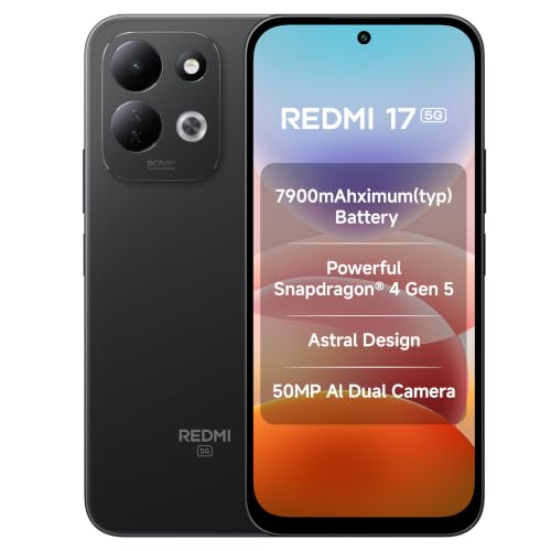 Redmi 17 5G (Absolute Black, 6GB RAM, 128GB ROM) | 7900mAh Battery + 45W Fast Charging…