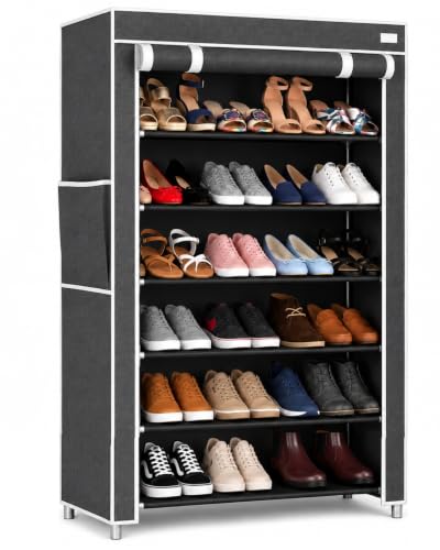 GOLAJI 6 Layer Shoe Rack Plastic with Grey Cover | Multipurpose Plastic Shoe Rack for H…