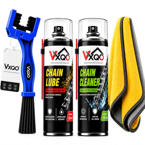 Bike Chain Cleaning Brush with Chain Cleaner & Chain Lube 150ml Each + Microfiber Duste…