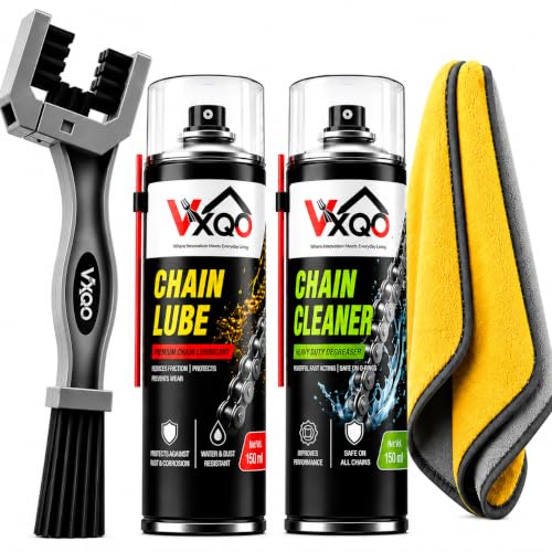 Bike Chain Cleaning Brush with Chain Cleaner & Chain Lube 150ml Each + Microfiber Duste…