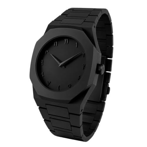 Aura Men’s Arabic Black Dial Analog Watch – Lightweight Minimalist Wristwatch with Scra…