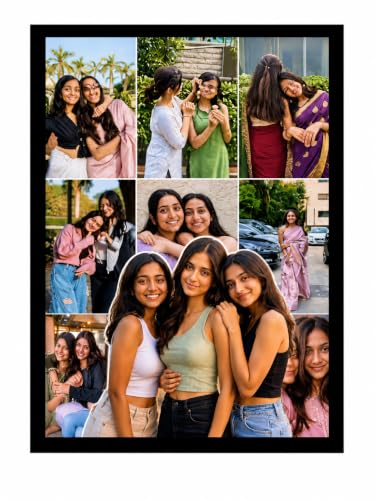 CustomAuraa Personalized Friends Photo Collage Frame A4 Size | Custom Photo Frame with…