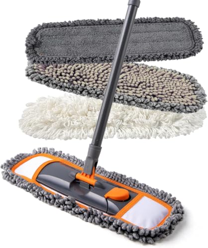 Fulminare Floor Cleaning Mop with 3 Different Washable Pads and Extendable 55” Long Han…