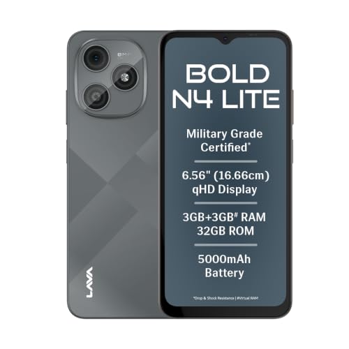 Lava Bold N4 Lite (Ghost Silver, 3GB RAM, 32GB Storage) | 6.56" qHD Display | 8MP Rear…