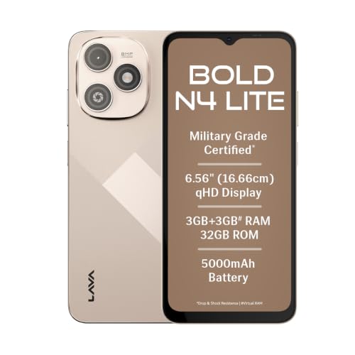 Lava Bold N4 Lite (Empire Gold, 3GB RAM, 32GB Storage) | 6.56" qHD Display | 8MP Rear C…
