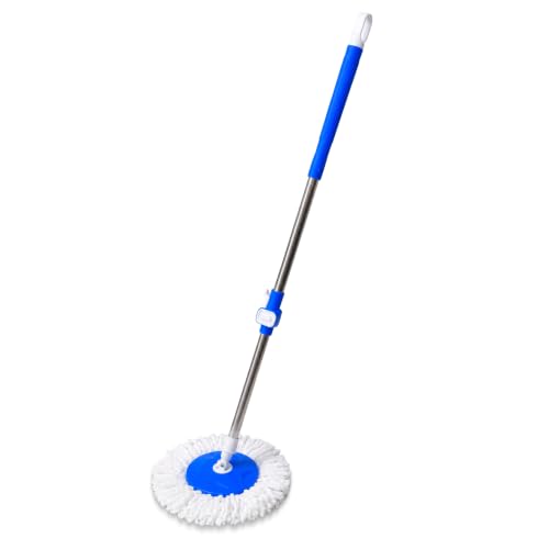 Bonkaso Spin Mop Rod Set with Microfiber Mop Head, 360° Swivel Floor Cleaning Steel Han…