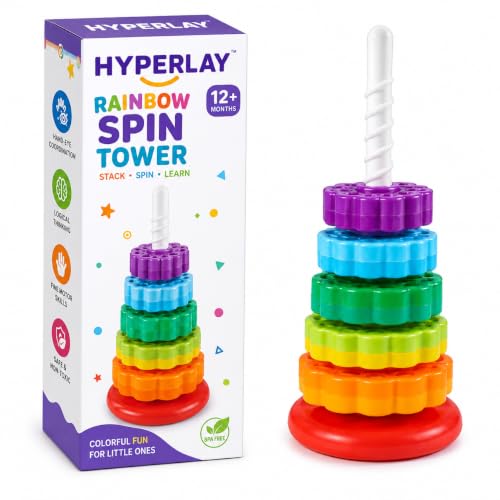 HYPERLAY Montessori Stacking Rings Toy for 1-3 Year Old Boys & Girls, Sensory Learning…
