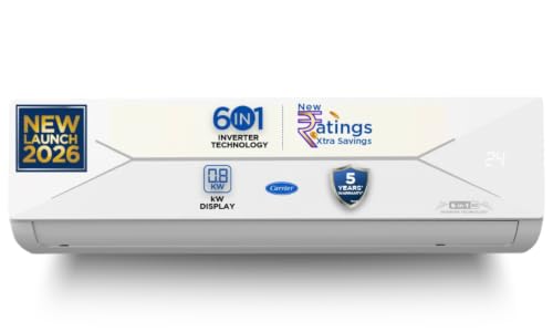 Carrier 1.5 Ton 3 Star Flexicool Inverter Split AC (Copper, Convertible 6-in-1 with Sma…