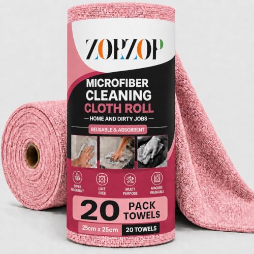 ZORZOP Microfiber Cleaning Cloth Roll, 20Pcs, 4000 Times Washable - 10X Cheaper Than Pa…