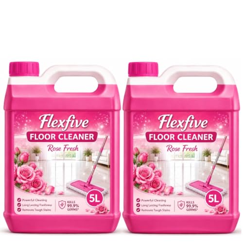Flexfive Floor Cleaner Liquid 10L, Rose Fresh Fragrance, Powerful Floor Cleaning Liquid…
