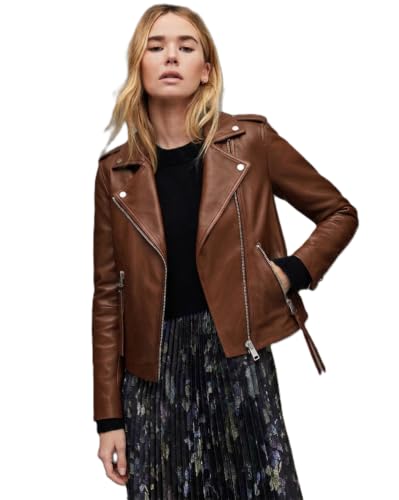Women’s Biker Leather Jacket for Stylish Casual & Riding Wear (IN, Alpha, M, Regular, 1…