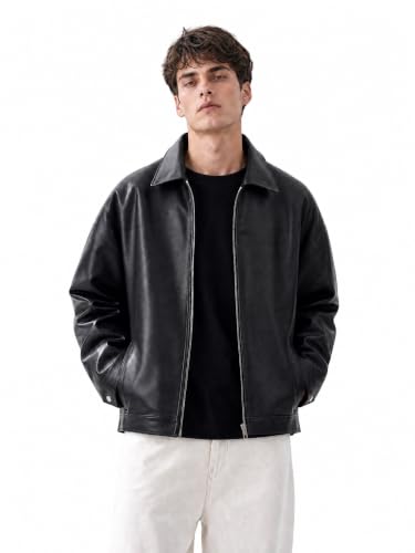 EF Elite Fame OBSIDIAN Premium Faux Leather Jacket for Men | Oversized Boxy Fit, Shirt…