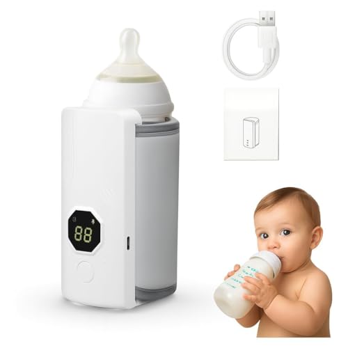 ZAWZA Cordless Baby Bottle Warmer with Digital Display, Portable USB Rechargeable Water…