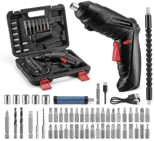 47 in 1 Cordless Electric Screwdriver Drill with Built-in LED Rechargeable Wireless Dri…