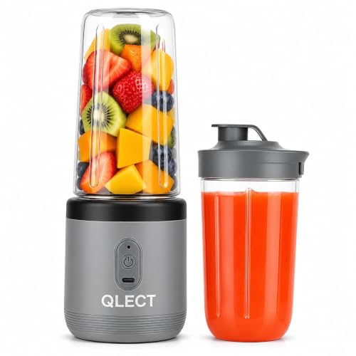 QLECT Portable Blender for Smoothies & Juices | 400ml Personal Juicer Mixer Grinder | 1…