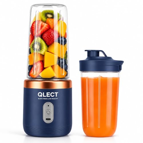 QLECT Portable Blender for Smoothies & Juices | 400ml Personal Juicer Mixer Grinder | 1…