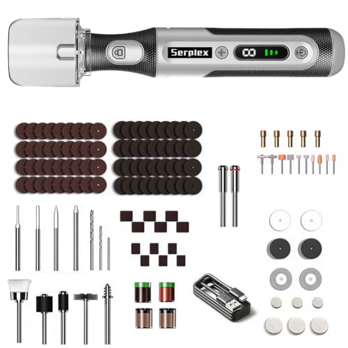 Serplex® Rotary Tool Kit 163pcs, 1200mAh USB, 4.2V, 8-Speed (3000-20000RPM)