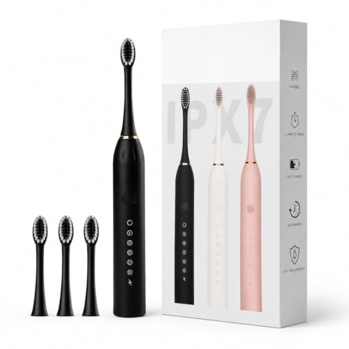 Electric Toothbrush for Men Woman Adults sonic with 6 Modes, 4 Brush Heads, 60-Day Batt…