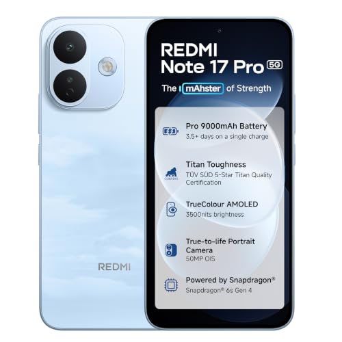 Redmi Note 17 Pro 5G (Cloud Blue, 8GB RAM, 256GB ROM) | 9000mAh Battery + 67W TurboChar…
