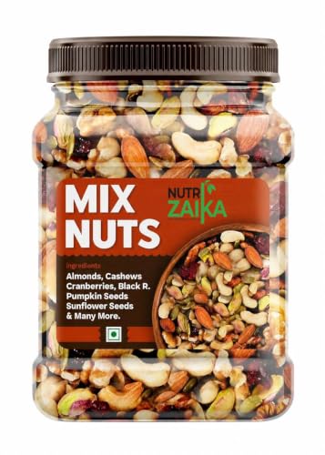 NUTRIZAIKA Premium Mix Dry Fruits Nuts 1kg| Mixed Almonds, Cashews, Pistachios, Raisins…