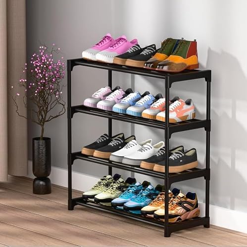 Mevigo 4 Tier Shoe Rack Organizer for Home, Space Saving Shoe Storage Shelf, Durable Mu…