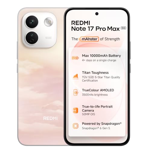 Redmi Note 17 Pro Max 5G (Secret Sunrise, 8GB RAM, 256GB ROM) | 10000mAh Battery + 100W…