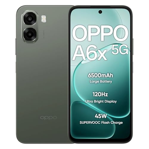 OPPO A6X 5G Smartphone 4+64 GB Olive Green with No Cost EMI