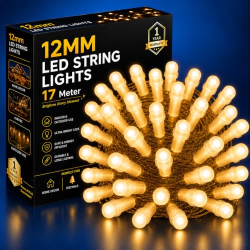 Gesto 17 Meter LED String Lights – Warm White 12mm Big Led Fairy Lights for Decoration…